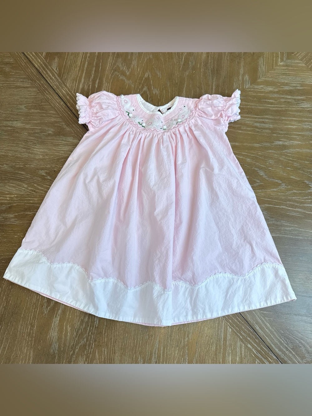 Lil Cactus Pink Dress with smocked neckline and bunnies